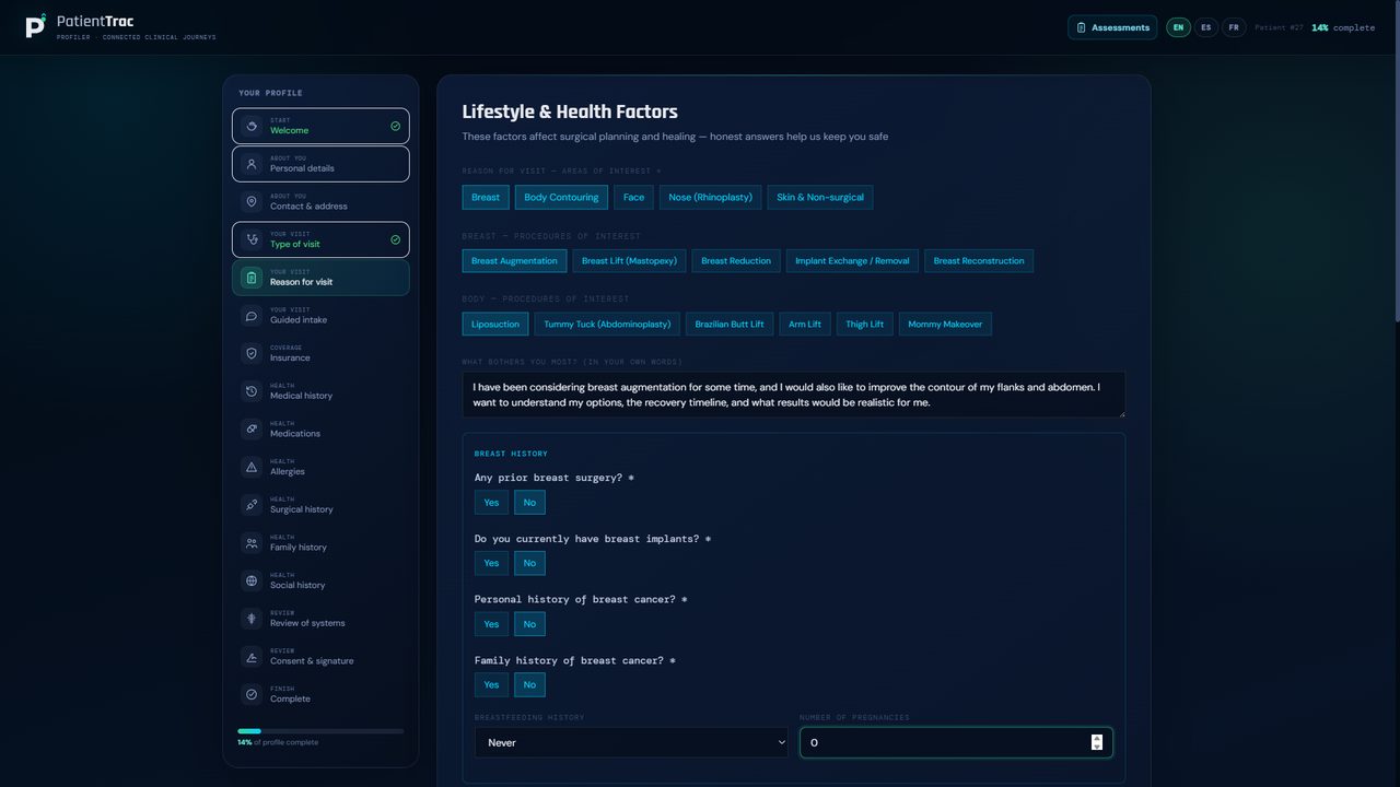 Profiler patient intake interface